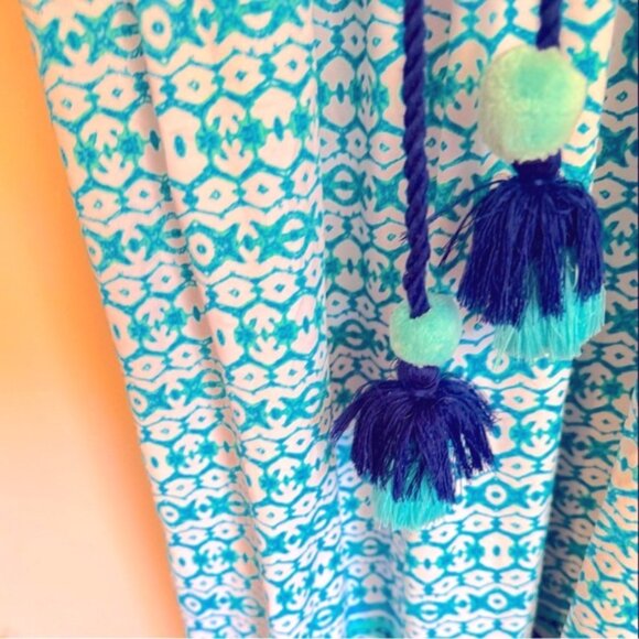 Seaside Flutter Sleeve Maxi Dress, UPF 50, watercolor blues, by Cabana Life,L/Xl - Picture 4 of 4